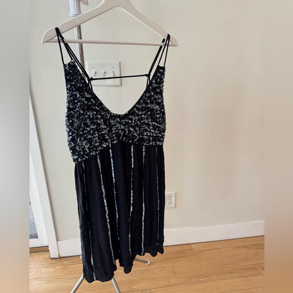 Free People Glitter Girl Embellished V-Neck Sequin Dress | Size Large - Picture 5 of 6